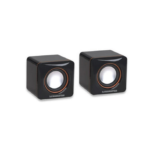 Bocinas Manhattan Mini para computadora Serie 2600 USB Cubo Negro 3W RMS