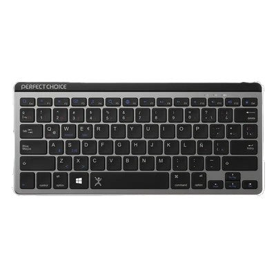 Teclado Perfect Choice compacto Slim recargable Keyssor Gris con Negro