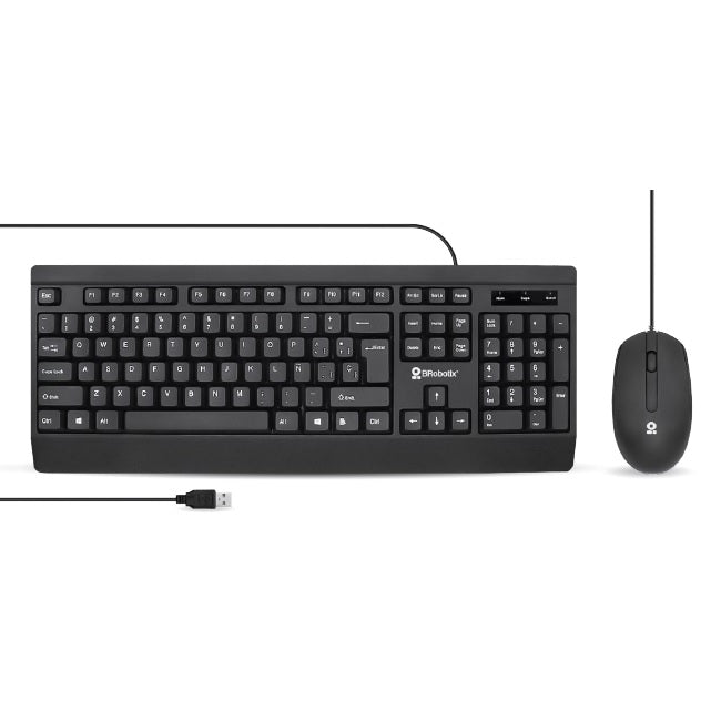 Teclado Brobotix combo USB ultrasilence estantar modelo 6007198 color Negro