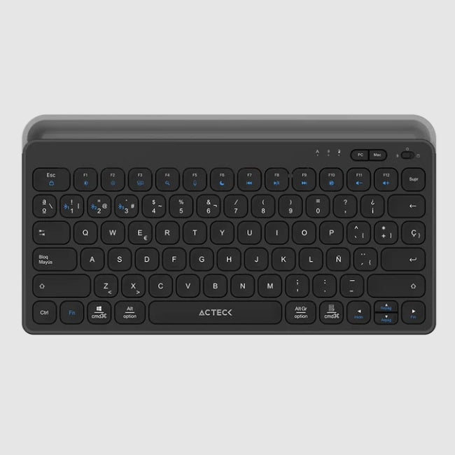 Teclado Inalámbrico Acteck Inspire Trek TI737 Negro-Gris 2.4 MHz 2 modos BT Teclas de Membrana Tipo Tijera Teclas L28.9 x A15.4 x A2.5 cm