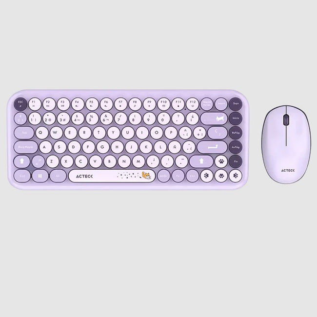 Kit Teclado y Mouse Acteck Creator Chic K- Colors MK480 Violeta Compatible con Windows y MAC DPI 800