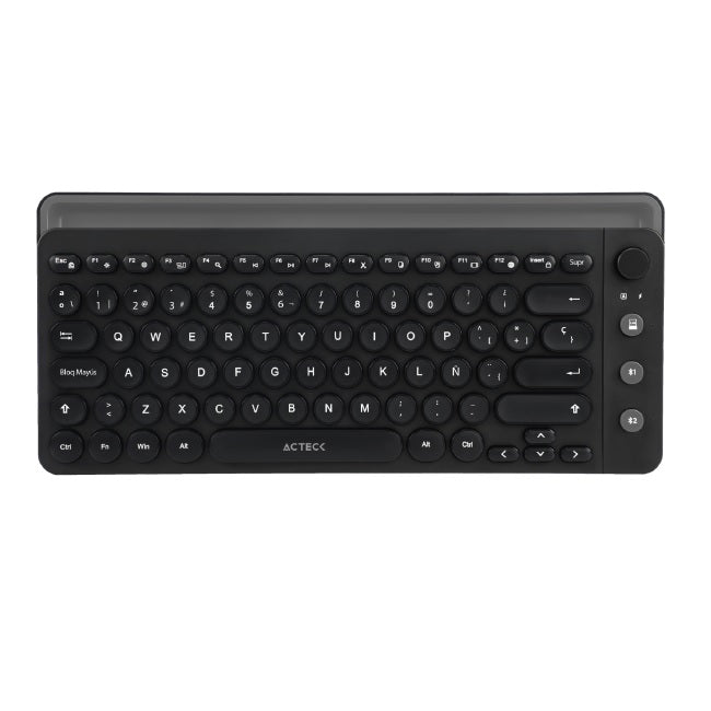 Teclado Acteck Uny Comp TI685 Bluetooth Negro 2 Modos BT Ranura Para Dispositivos Control Volumen