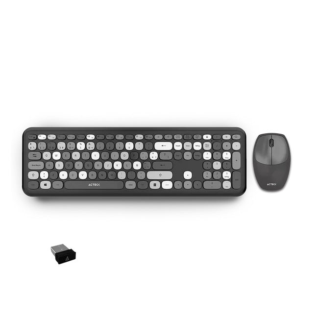 Kit Teclado y Mouse Creator Chic Colors MK475 Inalambrico Gris/blanco