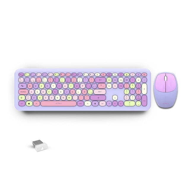 Kit Teclado y Mouse Creator Chic Colors MK475 Inalambrico Morado/pasteles