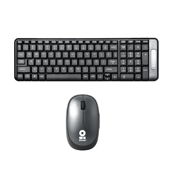 Kit Teclado y Mouse Brobotix Inalambrico con receptor USB 2.4 GHz Multimedia modelo 6000625 color Gris
