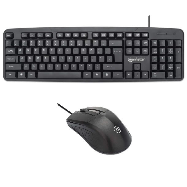 KIT TECLADO Y MOUSE MANHATTAN ALAMBRICO USB NEGRO