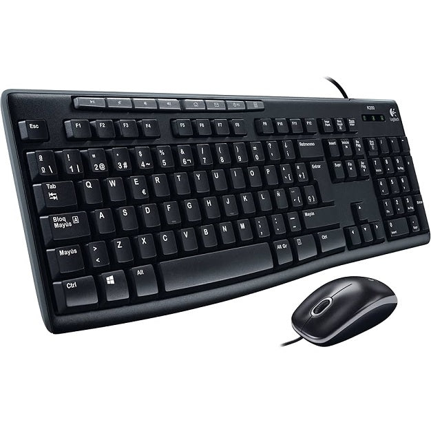 Kit Teclado y Mouse Logitech MK200 Conexion Alambrica Negro DPI 1000 3xBotones Compatible con Windows