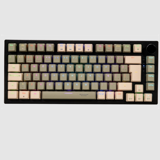 Teclado Naceb mecanico gamer inalambrico con iluinacion TKL SILVER FANG modelo NA-0969 color Negro con teclas color cafe y beige