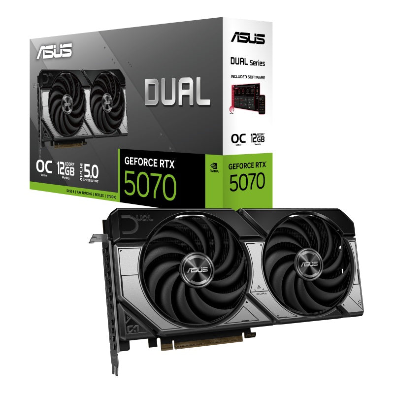 TARJETA DE VIDEO ASUS (DUAL-RTX5070-O12G) 192BIT, PCI-E 5.0,HDMI,3*DP,DUAL FAN. TECH