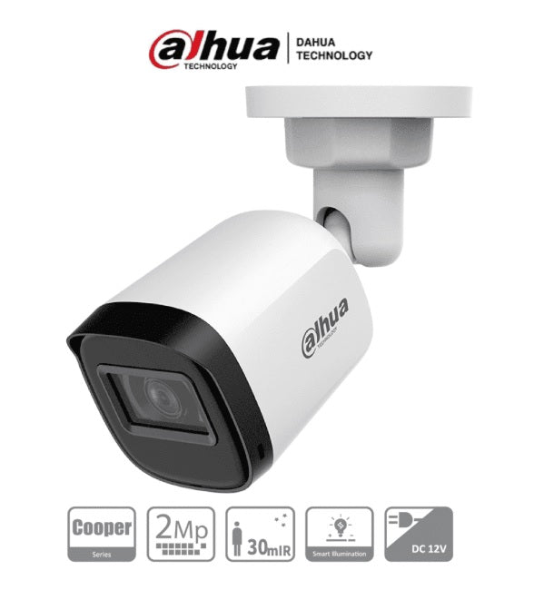 Camara Dahua DH-HAC-B2A21N-U-0280B bullet 2 mpx lente 2.8 mm 100 gds IR 30 m metalica IP67