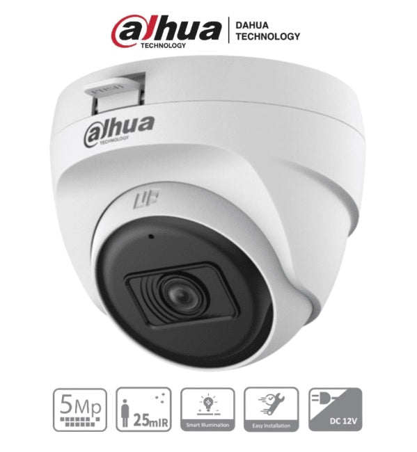 Camara Dahua DH-HAC-T1A51N-U domo 5 mpx lente 2.8 mm 106 gds IR 25 m uso interior