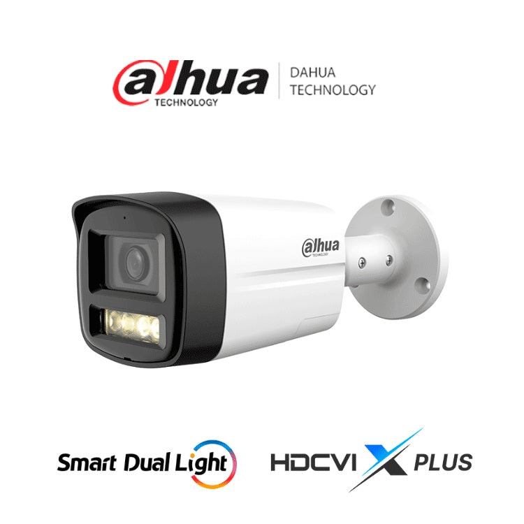 Camara Dahua HAC-HFW1200TLM-IL-T bullet full color 2 mpx lente 2.8mm Apertura de Hasta 111grados/ Audio Bidireccional/ Iluminador Dual Inteligente Hasta 40m/