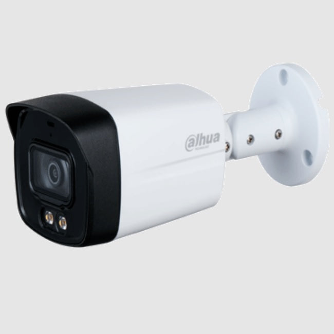 Camara Dahua DH-HAC-HFW1801TLMN-IL-A bullet full color 4 k lente 2.8mm IR 40 m metal exterior micronofo integrado 106 gds apert iluminador IP67