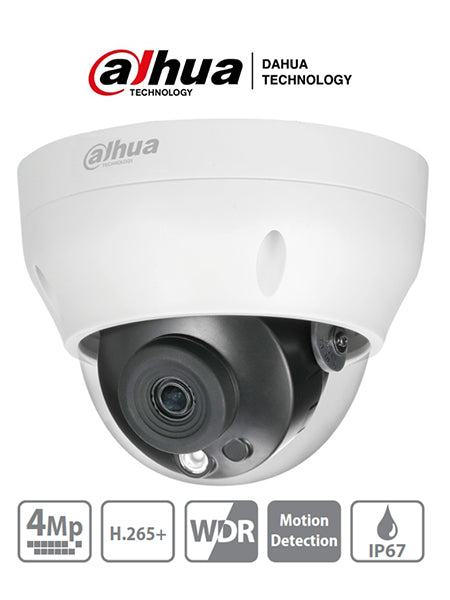 Camara Dahua DH-IPC-HDPW1431R1N-0280B-S4 IP domo 4 mpx lente de 2.8mm IR 30 m h.265 wdr real PoE IP67