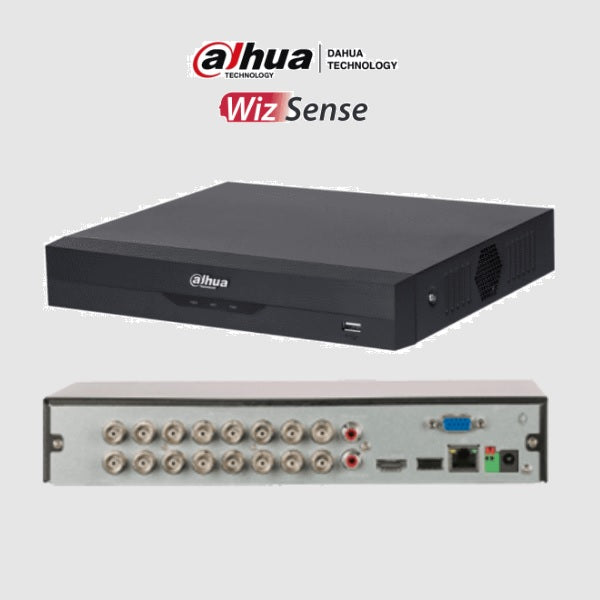 DVR Dahua DH-XVR5116HS-I3 16 canales 5mpx lite wizsense h.265 16 ch hdcvi +8 ip hasta 24 canales ip 2 canales de reconocimiento facial smd plus protección perimetral