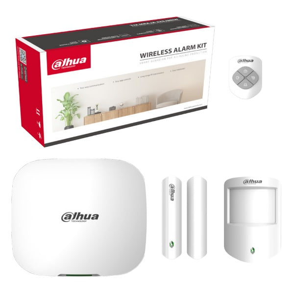 Kit Dahua DHI-ART-ARC3000H-03-W2 de alarma inalambrico WIFI y ethernet incluye panelt un sensor de movimiento control magnetico y control remoto
