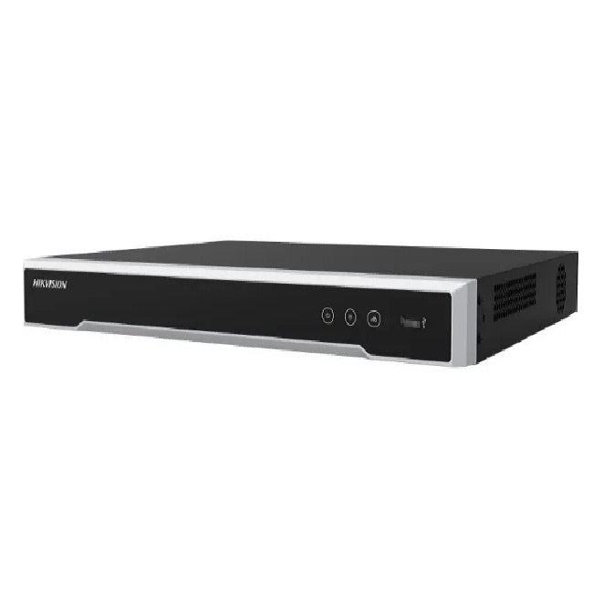 NVR Hikvision 8 Megapixel (4K) (Compatible con Camaras ACUSENSE) / 16 canales IP / 16 Puertos PoE+ / 2 Bahías de Disco Duro / Salida de Vídeo en 4K / 300 Metros PoE Modo Extendido