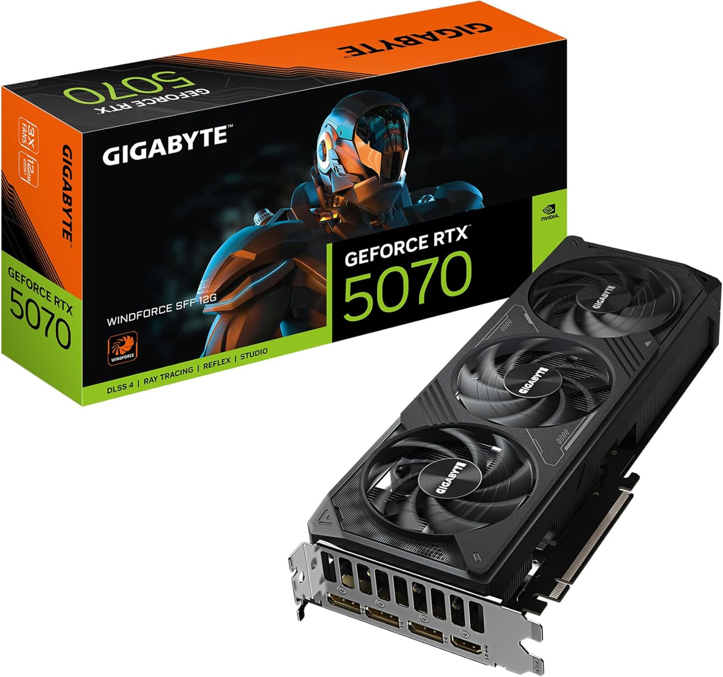 TARJETA DE VIDEO GIGABYTE (GV-N5070WF3OC-12GD) RTX 5070,12GB GDDR7,PCIE 5.0,1*HDMI,3*DP,3 FAN. TECH