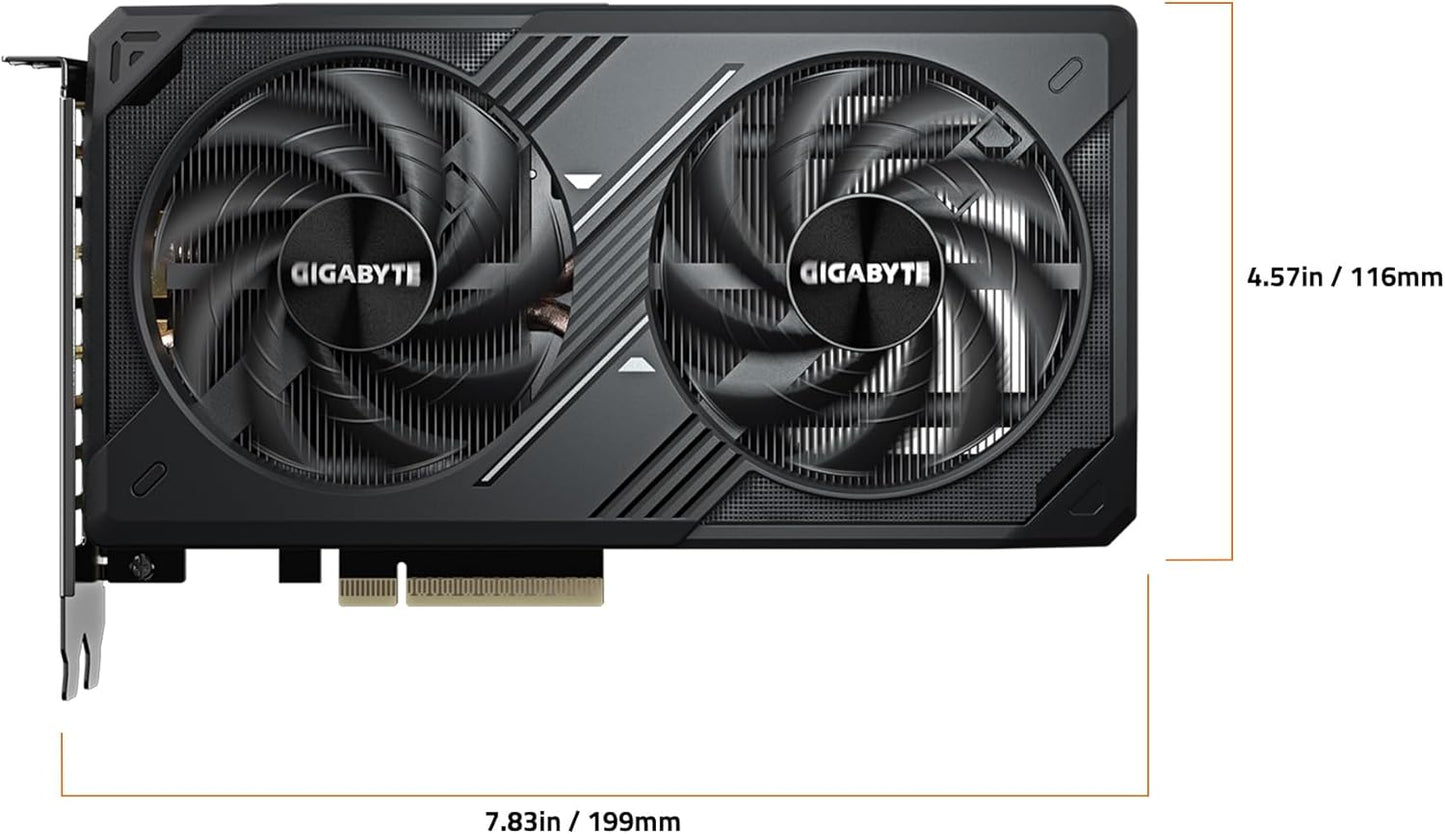 GIGABYTE Tarjeta gráfica GeForce RTX 5060 WINDFORCE OC 8G, 8 GB 128 bits GDDR7, PCIe 5.0, Sistema de refrigeración WINDFORCE, Tarjeta de Video GV-N5060WF2OC-8GD. TECHS