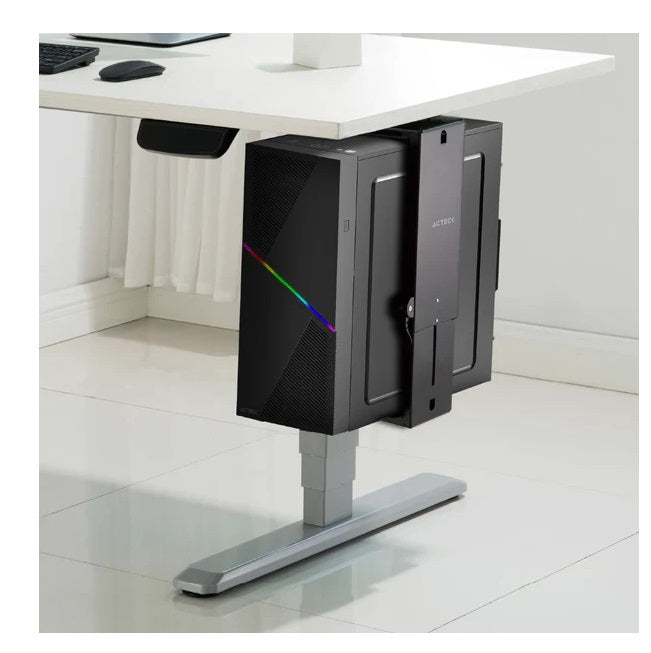 Soporte de Escritorio Acteck para CPU Vault Bow Pro BC434 Articulado Giratorio 180° Ajuste de altura 300-510mm Peso Max 10 Kg Negro