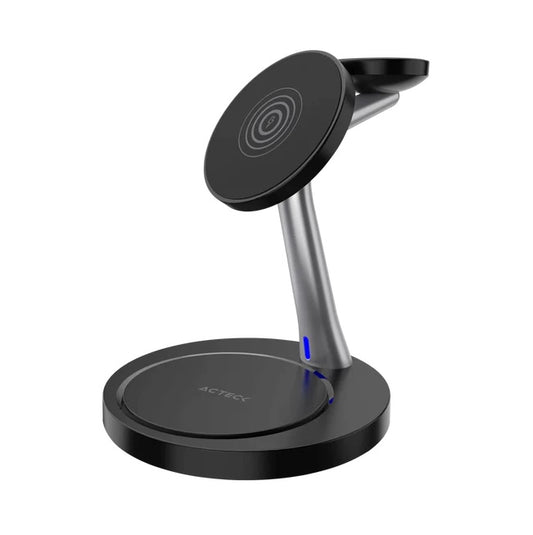 Cargador Acteck Inalambrico Energon S-Mate CI740 3 en 1 Magnético IPhone 15W IWatch 3W AirPods 5W Negro