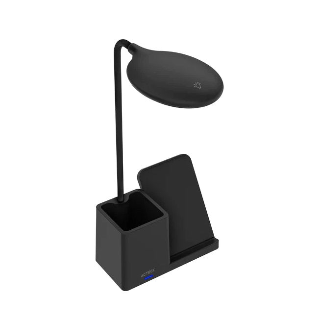 Cargador Acteck Inalambrico Energon Lumimate CI722 Lampara Led Carga Inalámbrica Portalápices Para Smartphones/Iphone Negro
