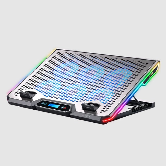 Base Enfriadora para Laptop 17 Froost Zero BE640 6xVentiladores 70mm Control de velocidad 2xUSB 8 Niveles de Ajuste RGB Elite Aluminio