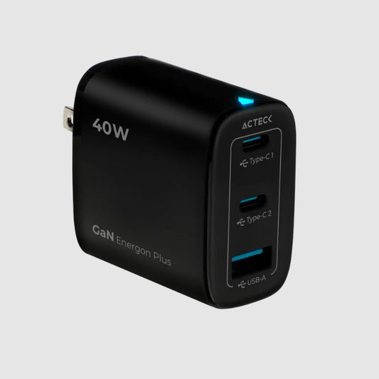 Cargador de Pared Acteck Energon Plus CP440 Negro Carga rapida 40W 1xUSB 2xUSB tipo C