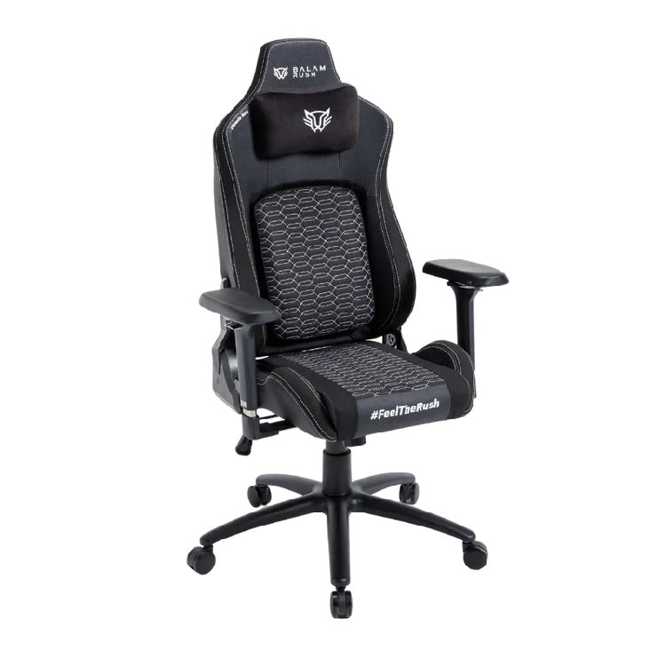 Silla Gamer Balam Rush Ultimate Max U3 Ergonomica Reclinable 135° 150kg Descansa Brazos 4D Cojín Lumbar + Cojín Cervical Negro