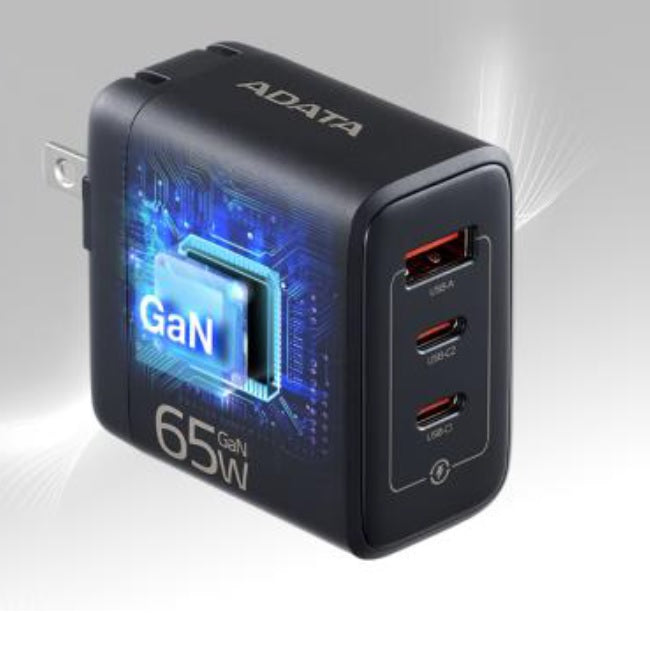 Cargador de pared ADATA 65W 2xUSB C 1xUSB A negro