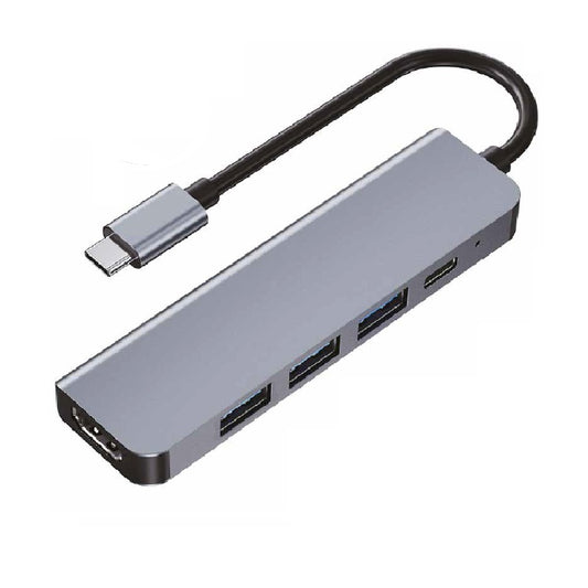 Docking Brobotix 5 en 1 conector tipo C a HDMI USB V3.0x 3 y USB tipo C color Plata