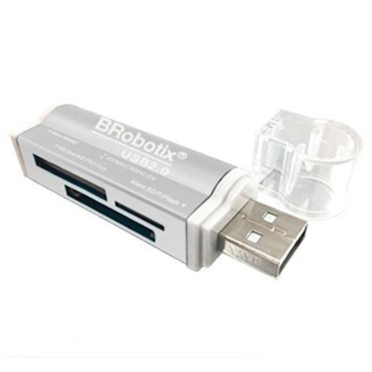 Lector Brobotix USB V2.0 todo en un 1 microSD/SD/MS DUO/ Micro MS color Plata