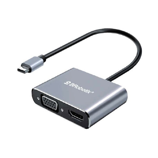 Docking station Brobotix 4 en 1 USB V3.0 tipo C a VGA7/ HDMI/ USB tipo C modelo 6000687 color Plata