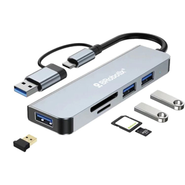 Docking Brobotix 5 en 2 Plata conector dual USB A y tipo C a USB V3.0x3 SD Y MSD 6005453