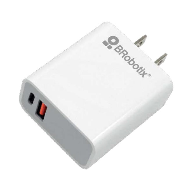 Cargador de pared Brobotix x USB-C 1x USB-A de 38W de 5V modelo 6005552 color Blanco