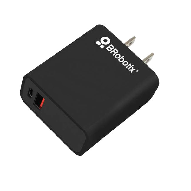 Cargador de pared Brobotix 1x USB-C 1x USB-A 38W de 5V modelo 6005569 color Negro