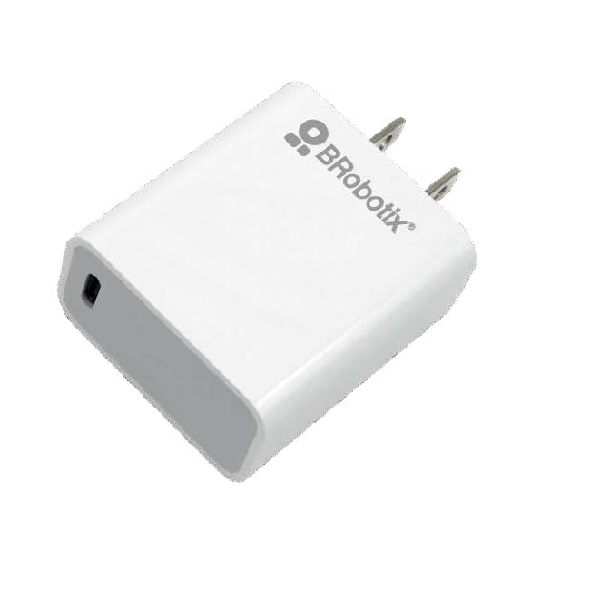 Cargador de pared Brobotix 1x USB-C 20W de 5V color Blanco