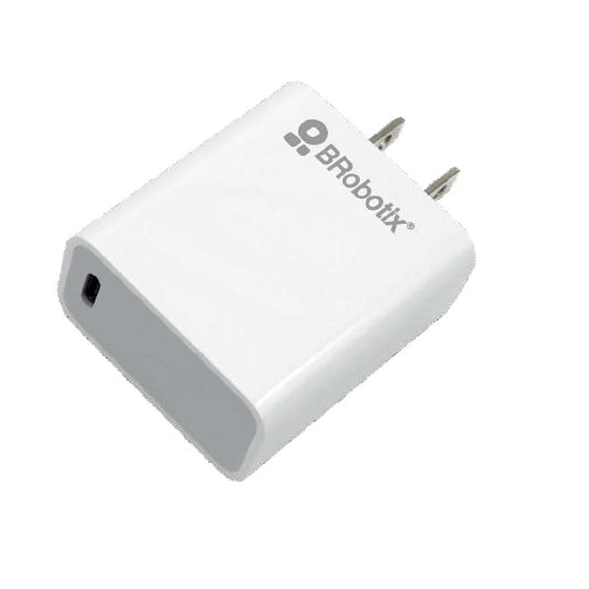 Cargador de pared Brobotix 1x USB-C 20W de 5V color Blanco