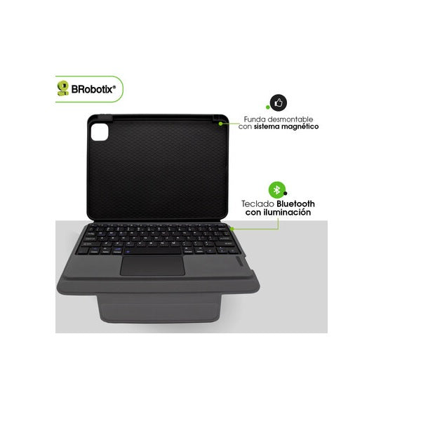 Funda Brobotix con teclado bluetooth y panel tactil para iPAD AIR 11 (M2) 2024 6007815 color Negro