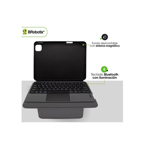 Funda Brobotix con teclado bluetooth y panel tactil para IPAD PRO 11(M4), 2024 color Negro