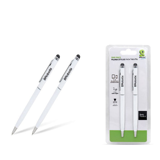 Pluma stylus Brobotix para tableta DUO PACK color Blanca