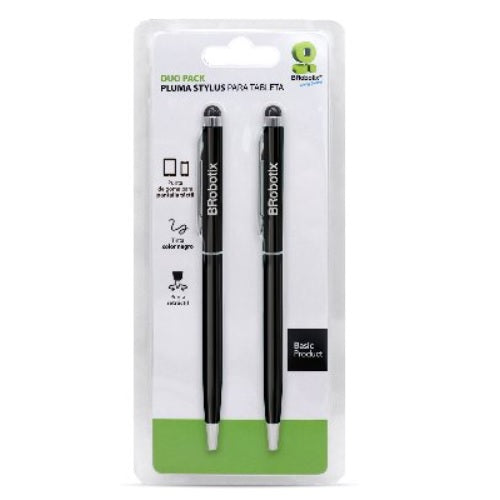 Pluma stylus Brobotix para tableta DUO pack color Negro
