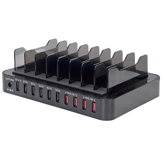 Estacion de carga Manhattan USB-A con 10 puertos Base de carga USB 12Ah con QC 2.0 Modelo 180009