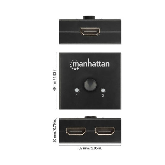 SWITCH HDMI MANHATTAN 2 PUERTOS BIDIRECCIONAL 4K