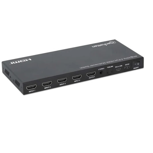 Switch Manhattan HDMI 4 puertos 4K 30Hz mando a distancia por infrarrojos opciones de visualizacion incluidas imagen en imagen y pantalla doble/cuadruple