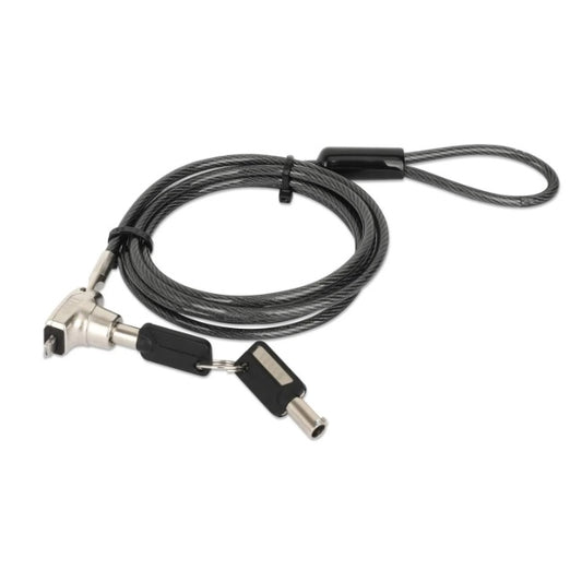 Candado para laptop Manhattan Nano con llave cable de acero de 1.5 m cubierta PVC negra traslucida plateado
