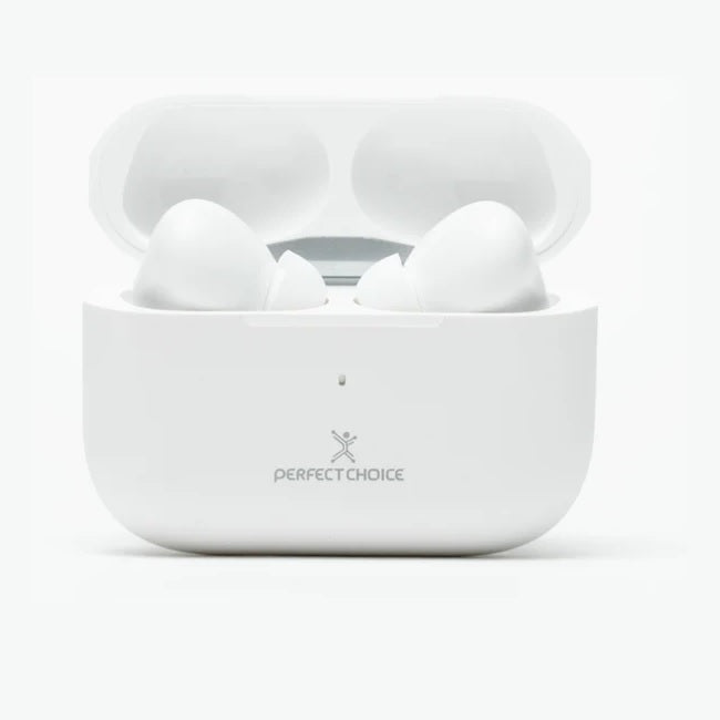 Audifonos Perfect Choice TWS ENC carga inalambrica modelo PC-117193 Nesh color Beige