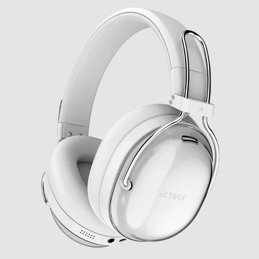 Audífonos Inalámbricos Acteck Over Ear Luxe Pure HP730 Blanco Bluetooth 5.4 Cancelación de ruido Híbrido Microfono Omnidireccional