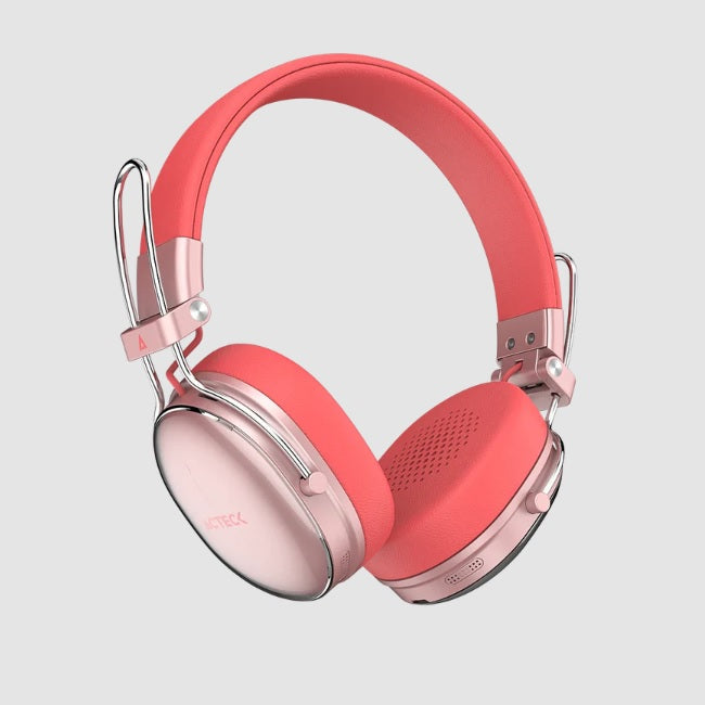Audífonos Inalámbricos Acteck Over Ear Luxe Chic HP710 Salmon Bluetooth 5.4 Cancelación de ruido Híbrido Microfono Omnidireccional