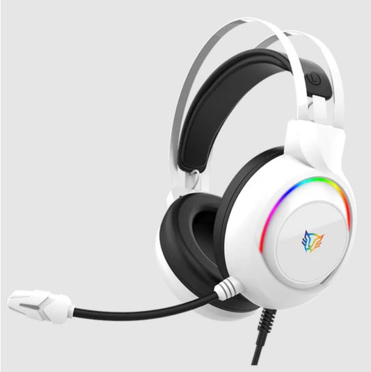 Audifonos Balam Rush Hesix II HS688 Azender Blanco alámbricos Over Ear Microfono Fijo Compatible con PC Dispositivos móviles Consolas RGB Jack 3.5 m